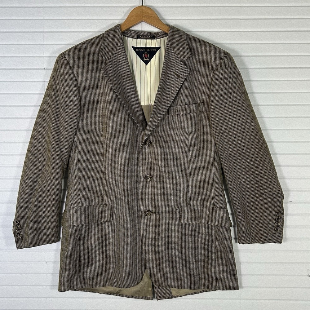 Vintage Tommy Hilfiger USA Houndstooth Blazer Sport Coat Mens 42R
